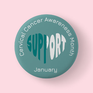 Badge Rond 5 Cm Mois de la sensibilisation au cancer du col de l'u