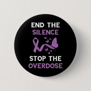 Badge Rond 5 Cm Mois de sensibilisation à la surdose Ruban violet