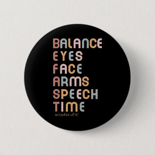 Badge Rond 5 Cm Mois de sensibilisation à l'AVC Ruban rouge Neuro