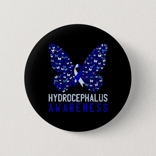Badge Rond 5 Cm Mois de sensibilisation à l'hydrocéphalie Soutien  (Devant)