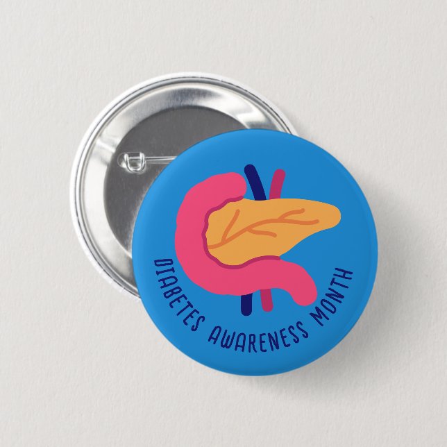 Badge Rond 5 Cm Mois de sensibilisation au diabète (Devant & derrière)