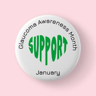 Badge Rond 5 Cm Mois de sensibilisation au glaucome vert et blanc