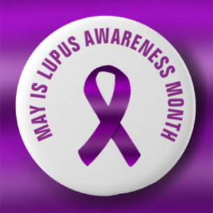 Badge Rond 5 Cm Mois de sensibilisation au lupus / Ruban violet Te
