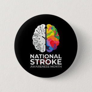 Badge Rond 5 Cm Mois national de sensibilisation à l'AVC soutien 
