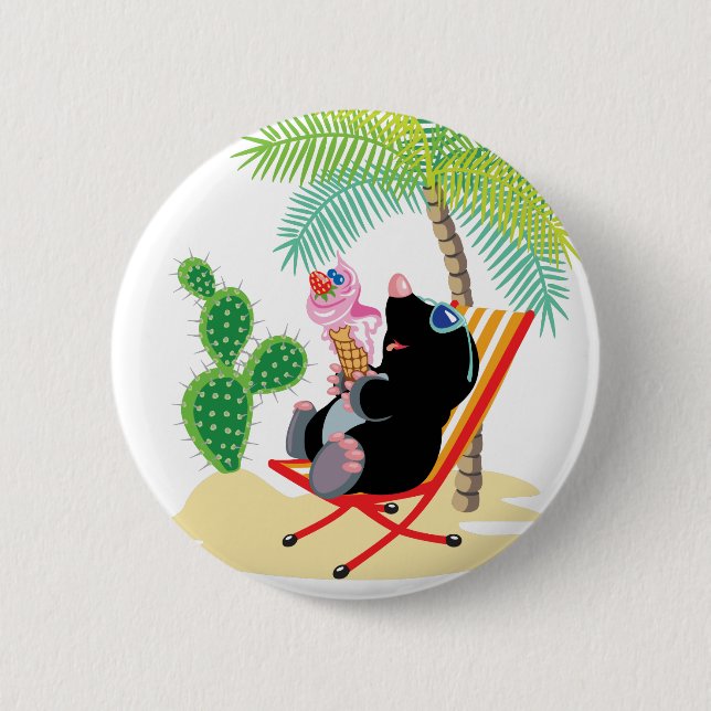 Badge Rond 5 Cm mole sur la plage (Devant)