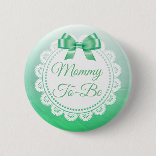 Badge Rond 5 Cm Mommy To Be Baby shower Green Lace Button