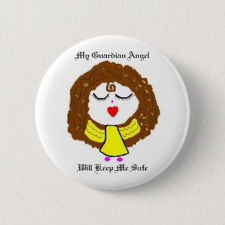 Badge Rond 5 Cm Mon Ange Gardien, Me Gardera En Sécurité