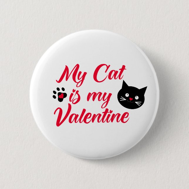 Badge Rond 5 Cm Mon chat est ma Saint Valentin (Devant)