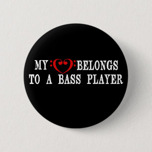 Badge Rond 5 Cm Mon coeur appartient à un bassiste