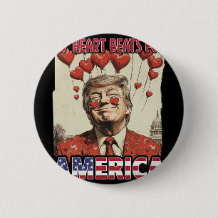 Badge Rond 5 Cm Mon coeur bat pour l'Amérique Trump Saint-Valentin