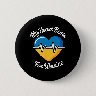 Badge Rond 5 Cm Mon cœur bat pour le drapeau ukrainien Heart Ukrai