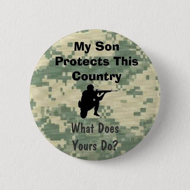 Badge Rond 5 Cm Mon fils protège ces militaires drôles de pays (Devant)