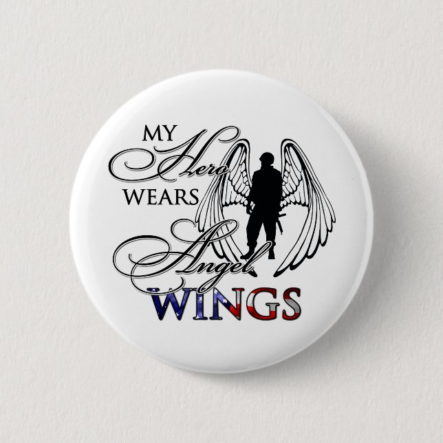 Badge Rond 5 Cm Mon héros utilise des ailes d'ange (Devant)