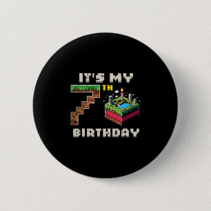 Badge Rond 5 Cm Mon jeu pixel de 7 ans pour mon 7ème anniversaire 