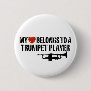 Badge Rond 5 Cm Mon lecteur de trompette de coeur