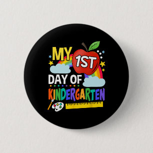 Badge Rond 5 Cm Mon Premier Jour De maternelle Amusant Arc-En-Ciel