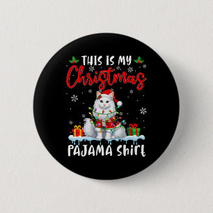 Badge Rond 5 Cm Mon Pyjama Père Noël Chat Animaux de Noël Lumières