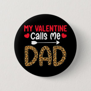 Badge Rond 5 Cm Mon Valentin m'appelle Papa Léopard Carreaux de Bu