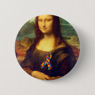 Badge Rond 5 Cm Mona Lisa With Puzzle