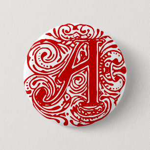 Badge Rond 5 Cm Monarchie Rouge "A"