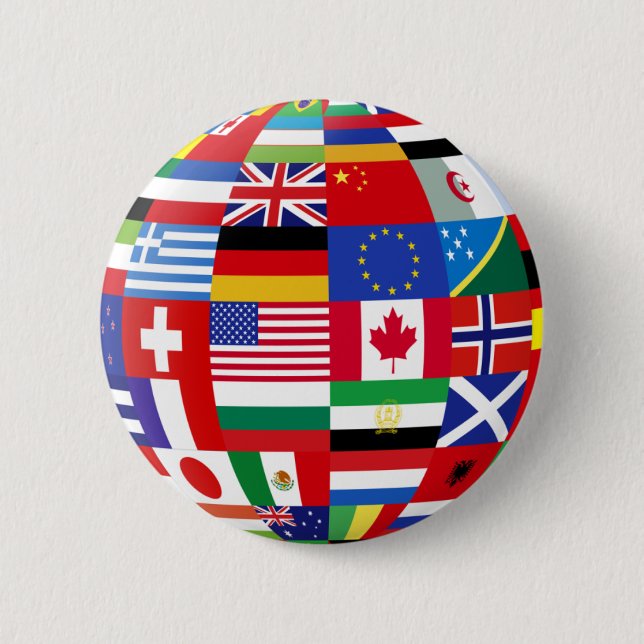 Badge Rond 5 Cm Monde de bouton de drapeaux (Devant)