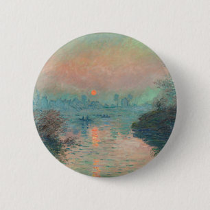 Badge Rond 5 Cm Monet Sunset Seine Beaux-Art Impressionnisme