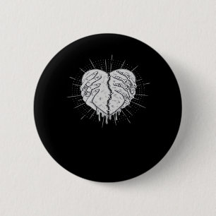Badge Rond 5 Cm Monochrome Squelette Main Avec Coeur Classique