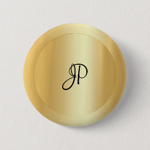 Badge Rond 5 Cm Monogram Faux Gold Elegant Ajouter Votre Nom De Te