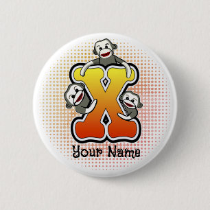 Badge Rond 5 Cm Monogram X Sock Monkey