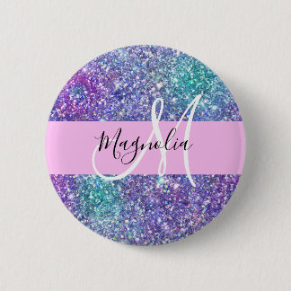 Badge Rond 5 Cm Monogramme à étincelles de Parties scintillant ble