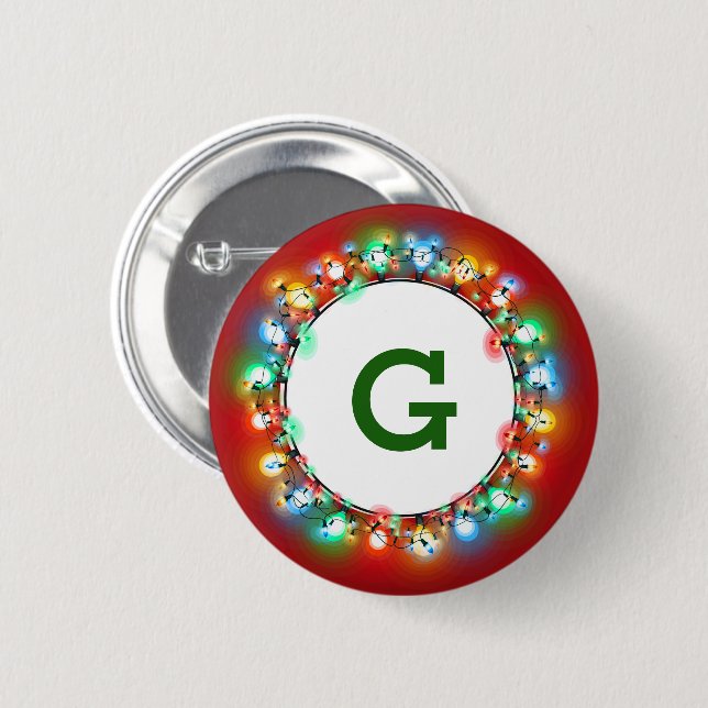 Badge Rond 5 Cm Monogramme à l'intérieur de l'anneau des ampoules  (Devant & derrière)