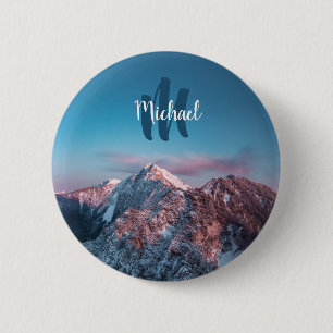 Badge Rond 5 Cm Monogramme de ciel magique montagne Storžič Slovén