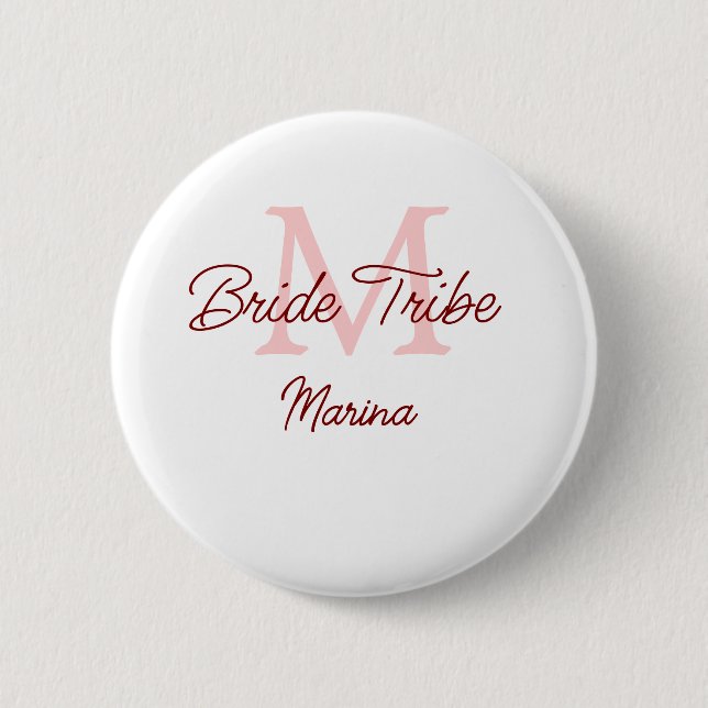 Badge Rond 5 Cm Monogramme de la tribu de la mariée simple mini ro (Devant)