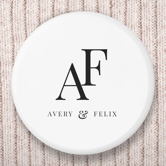 Badge Rond 5 Cm Monogramme de mariage Élégant Simple Minimaliste (Créateur téléchargé)