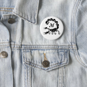 Badge Rond 5 Cm Monogramme de scorpion noir de tribus