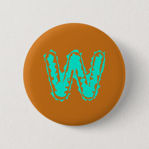 Badge Rond 5 Cm Monogramme déplaisant vert toxique sur orange