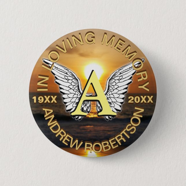 Badge Rond 5 Cm Monogramme du coucher du soleil (Devant)