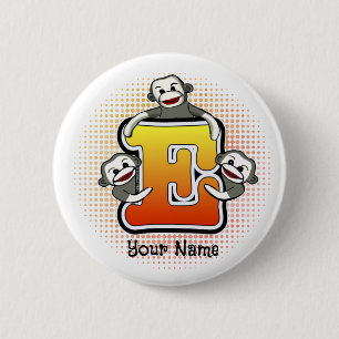 Badge Rond 5 Cm Monogramme E Sock Monkey
