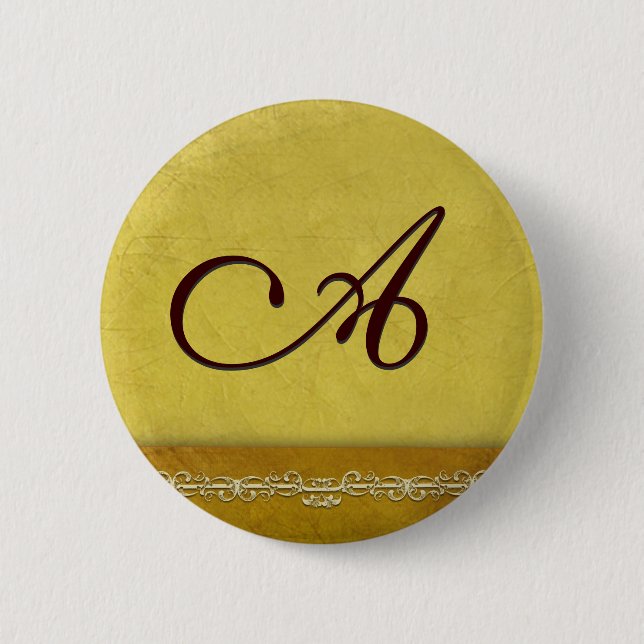 Badge Rond 5 Cm Monogramme élégant d'or - customisez vos propres (Devant)