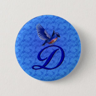 Badge Rond 5 Cm Monogramme élégant initiale D Bluebird
