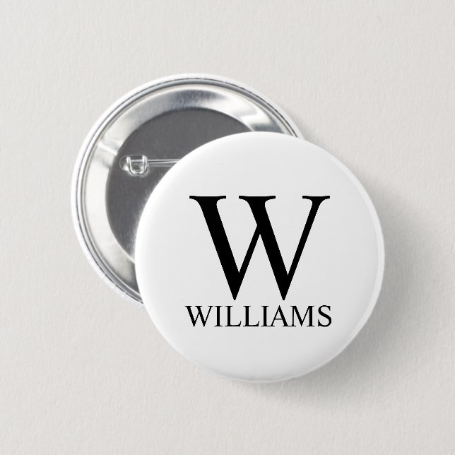 Badge Rond 5 Cm Monogramme et nom personnalisés classiques (Devant & derrière)