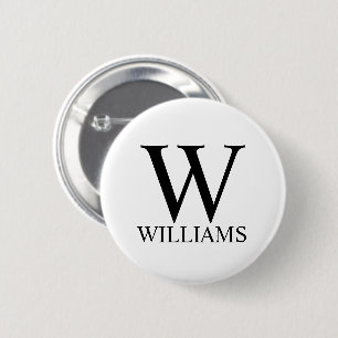 Badge Rond 5 Cm Monogramme et nom personnalisés classiques