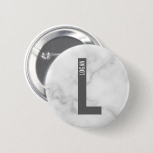 Badge Rond 5 Cm Monogramme et nom personnalisés modernes