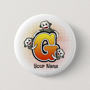 Badge Rond 5 Cm Monogramme G Sock Monkey