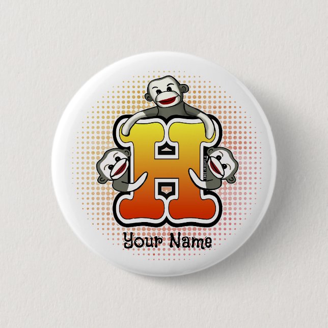 Badge Rond 5 Cm Monogramme H Sock Monkey (Devant)