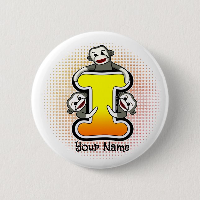 Badge Rond 5 Cm Monogramme I Sock Monkey (Devant)