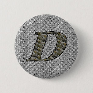 Badge Rond 5 Cm Monogramme Initial D Hydrangea Bouton floral