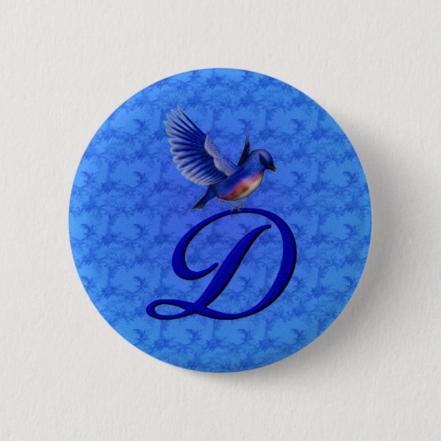 Badge Rond 5 Cm Monogramme initial de l'éléon Bluebird D (Devant)