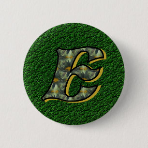 Badge Rond 5 Cm Monogramme Initiale E Fleurs Artistiques de Margue