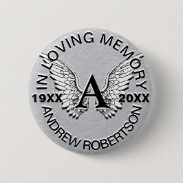 Badge Rond 5 Cm Monogramme | Mémorial | Angel Wings